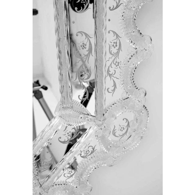 Octagonal Mirror with Glass Flowers, 1980 For Sale - Image 6 of 10