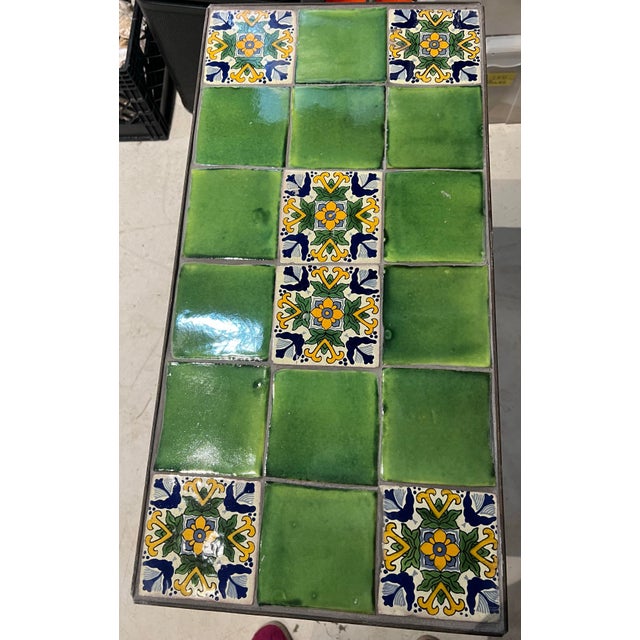 Metal Hollywood Regency Wrought Iron Tile Top Table Spanish Revival Patio Garden For Sale - Image 7 of 12