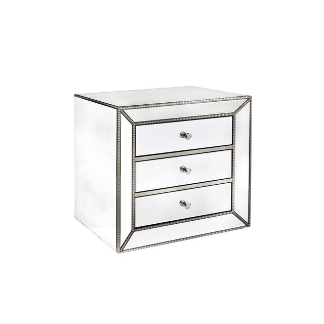 Mie 3 Drawers Studded Mirrored Nightstand Chairish