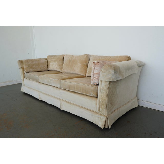Vintage Drexel Heritage Skirted Velvet Sofa For Sale In Austin - Image 6 of 14