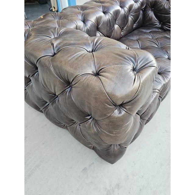 Restoration Hardware Soho Tufted Leather Sofa For Sale - Image 11 of 12