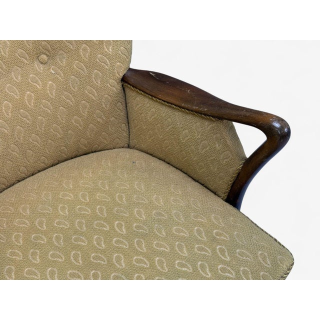 1960s Slagelse Mobelvaerk, Fabric, Wood, Sculptural Arm Chair, Denmark, 1960s For Sale - Image 5 of 10