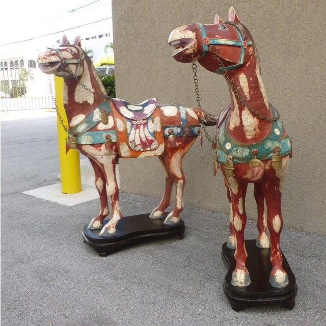 Huge Charming Painted Tessellated Bone Chinese Tang Horses Chairish