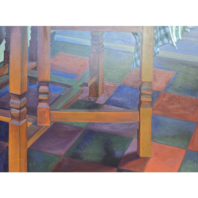 Late 20th Century Large Pamela Rubin Realistic Oil on Canvas Painting of a Gateleg Table 40" X 50" For Sale - Image 5 of 7