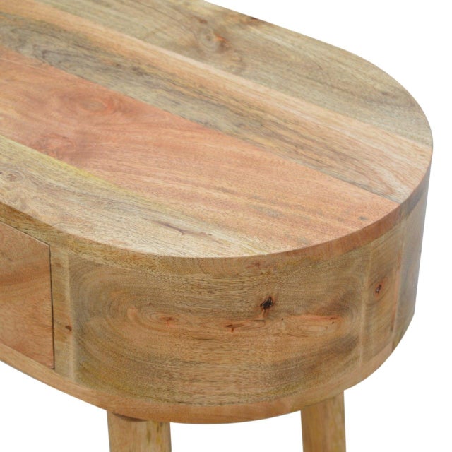 Wood Light Oak-Finish Mango Wood Curved Console Table For Sale - Image 7 of 8