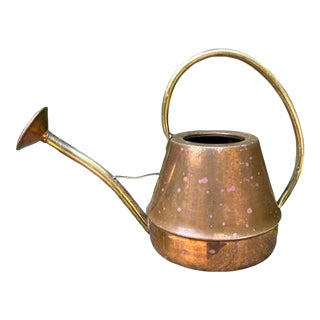 Vintage Solid Copper and Brass Watering Can For Sale