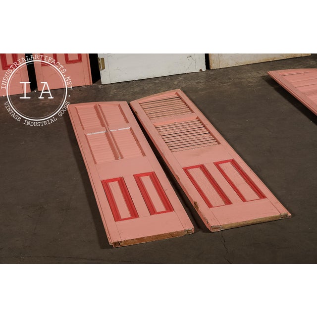 Wood Antique Salvaged New Orleans Architectural Door & Window Panel Set For Sale - Image 7 of 14