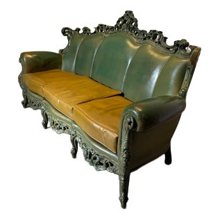 Rococo Sofa in Leather For Sale
