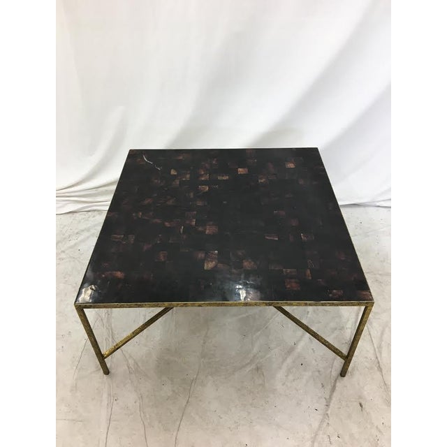 Horn Parquet Top Coffee Table with Gold Leaf Metal Base Chairish