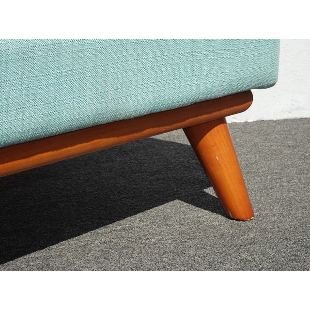 Vintage Mid Century Blue Ottoman Bench Footstool Stool For Sale - Image 9 of 10