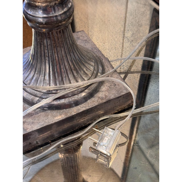 Pair of Silver Column Lamps For Sale - Image 12 of 12