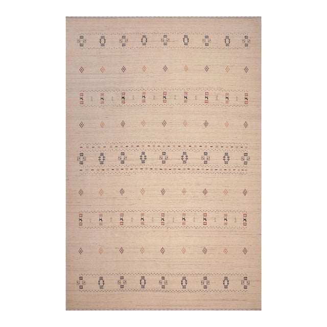 Modern Gabbeh Ivory Wool Rug- 8'3''x10'0'' For Sale