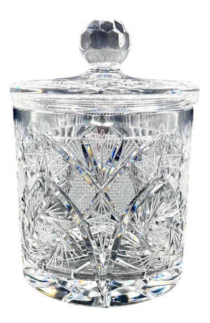 Vintage Cut Crystal Biscuit Barrel in Lead Crystal, 1950s