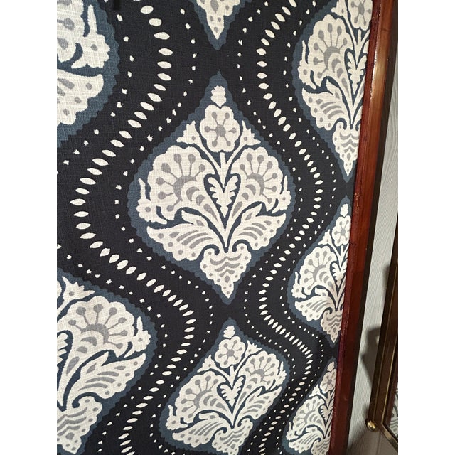 1950s Vintage Mahogany & New Ikat Fabric 3 Panel Screen For Sale - Image 5 of 16