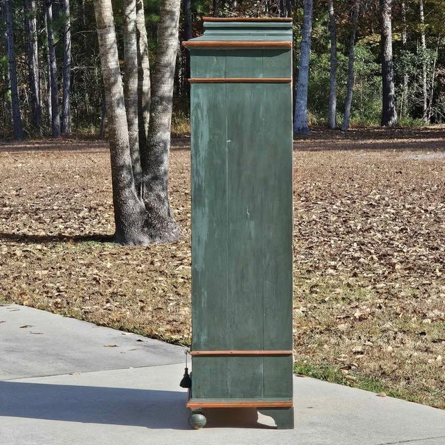 Forest Green Gorgeous Early 1800s German Hand-Painted Folk Art Wardrobe, Authentic Marriage/Bridal Wardrobe For Sale - Image 8 of 11