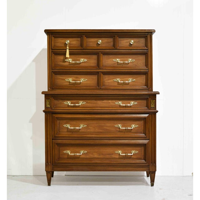 White Furniture Mid Century Transitional 6-Drawer Chest With Brass Hardware by White Furniture For Sale - Image 4 of 16