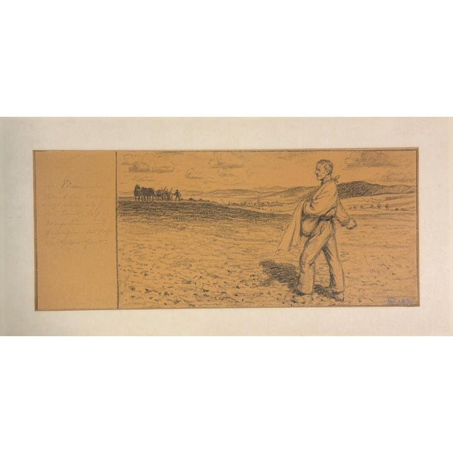 Heinrich Pforr, The Sower, Pencil on Paper, in Very Good conditions. Designed 1890 to 1919 This piece is designed in the...