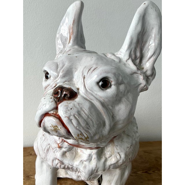 Ceramic Vintage Regency Italian Glazed Ceramic Bull Dog For Sale - Image 7 of 9