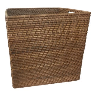 Rattan Basket With Handels 17.75" Tall For Sale
