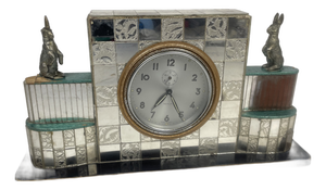 Vintage Liberty Mirror Clock with Rabbits, 1920s