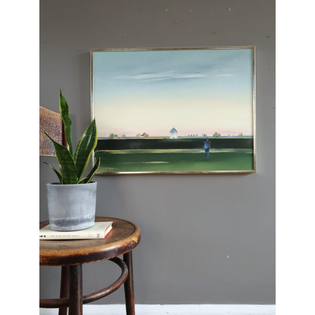 Minimalism 1991 'The Distance Between' Vintage Swedish Minimalist Original Landscape Oil Painting, Framed For Sale - Image 3 of 11