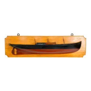 Vintage Danish Carved Mahogany Half Hull Kattegat Ship Model