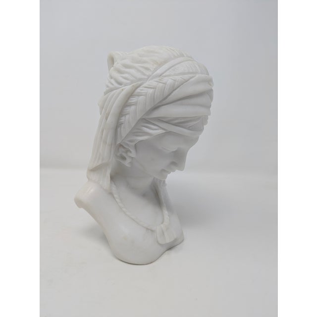 Late 19th Century Antique Italian "Bedouin Princess" Marble Bust: Orientalist Period For Sale - Image 5 of 11