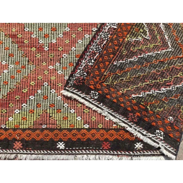 Nomadic Embroidered Kilim - 70" X 125" For Sale - Image 10 of 11