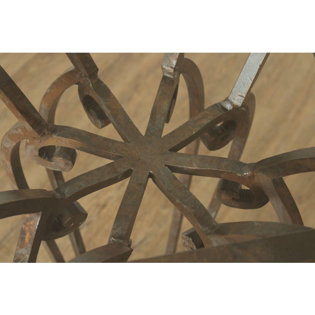 Vintage Scroll Wrought Iron Glass Top Pedestal Stand Chairish