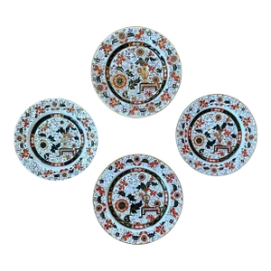 Antique English Ironstone Japanese Imari Style Plates- Set of 4