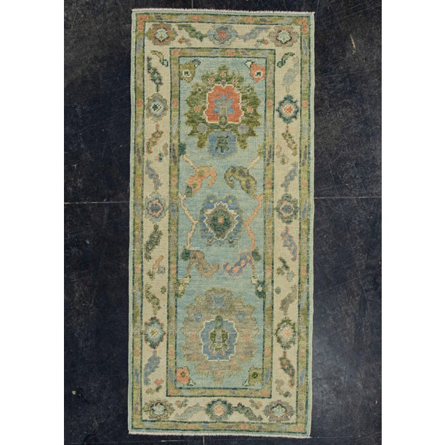 Blue Turkish Oushak Rug 2'4"x 5'3" #20116 For Sale - Image 8 of 8