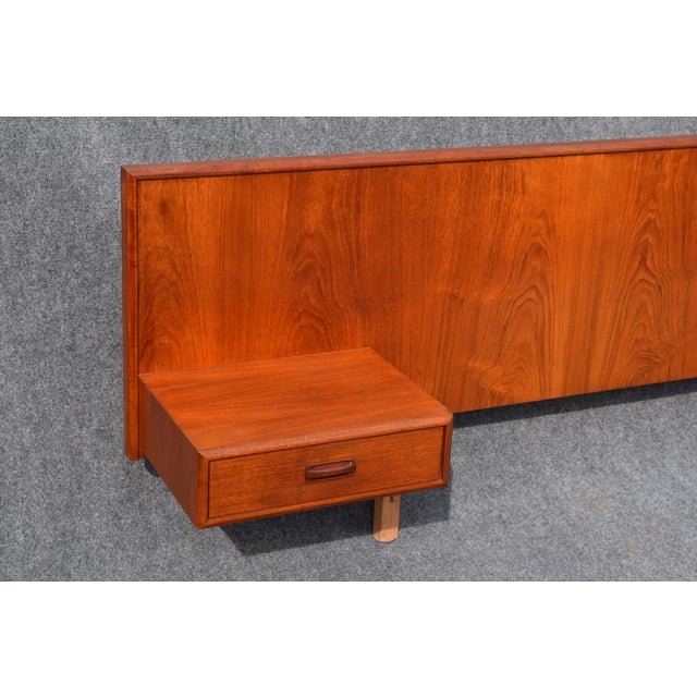 Vintage Danish Modern Teak Headboard With Floating Nightstands Chairish