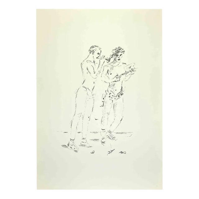 Filippo De Pisis, Players, Lithograph, 1960s For Sale