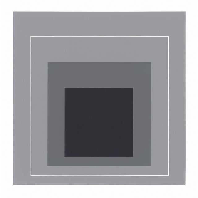 Bauhaus 1968 Josef Albers "White Line Squares V" Serigraph For Sale - Image 3 of 6
