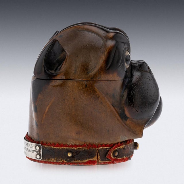 19th Century Victorian Lignum Vitae Bulldog Inkwell, 1860 For Sale - Image 3 of 18