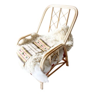 Set of Vintage Raffia and Bamboo Armchairs, 1960s For Sale