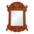 Antique Style Petite Scale Red Chinoiserie Wall Mirror / English Georgian Red Jappaned Style Mirror For Sale