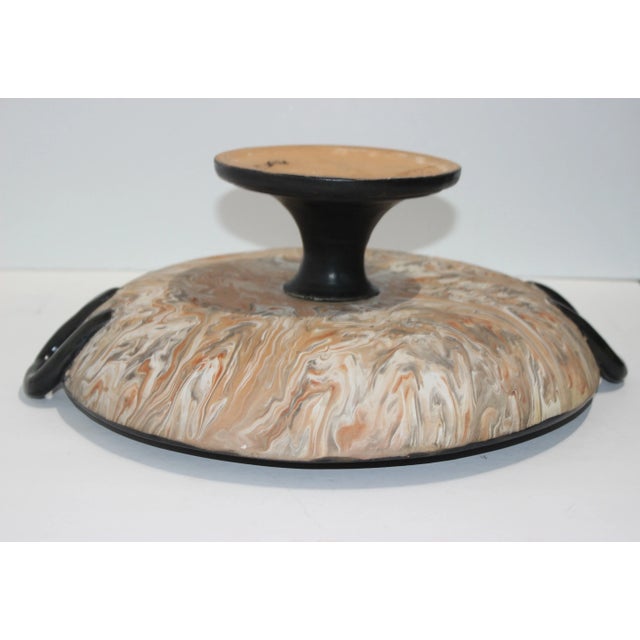 Italian Terra Cotta Tazza Compote With Marbelized Painting from a Palm Beach estate