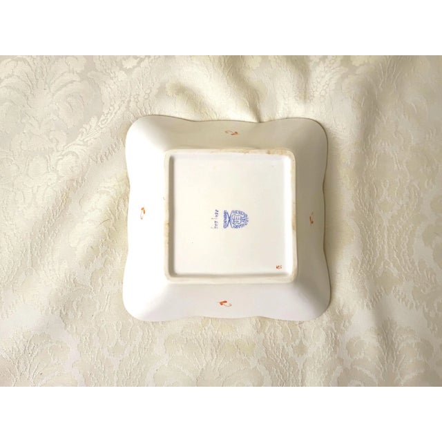 Burnt Orange Herend Hungary Chinese Bouquet Rust 7 Inch Square Bowl Apponyi Orange 1188 Hand Painted 1970s Porcelain Fruit Dish For Sale - Image 8 of 12