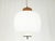Mid-Century Modern Opaline Glass, Brass and Teak Pendant Lamp in the style of Arredoluce, 1950s For Sale - Image 3 of 10