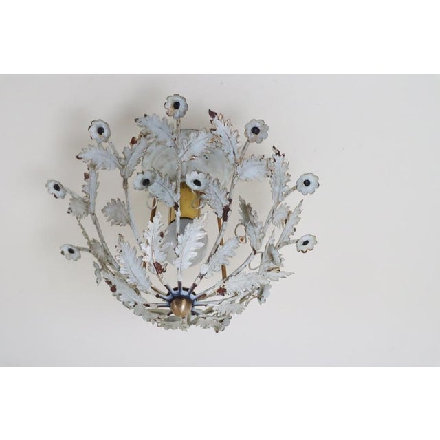 Floral Ceiling Light with White Flowers and Leaves, 1950s For Sale - Image 9 of 13