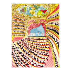 "Night at the Opera" Contemporary Original Whimsical Print by Pauline de Roussy de Sales