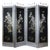 Vintage Chinoiserie Four-Panel Folding Screen – Hand-Painted Floral Motif With Silver Faux Bamboo Frame For Sale - Image 14 of 15