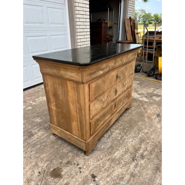 Louis Philippe French 19th Century Louis Philippe Marble Top Bleached Commode For Sale - Image 4 of 12