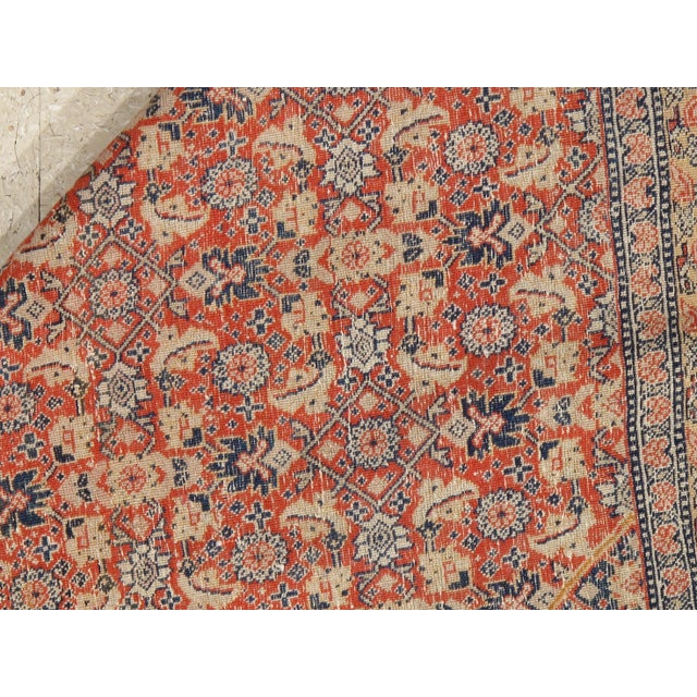 Red Antique Tabriz Carpet, Hadji Jalili Persian Rug, Earth Tones, Ivory, Rust, Navy For Sale - Image 8 of 13