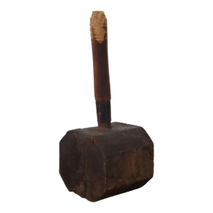 Antique 1910s Primitive Rustic Wooden Octagonal Sledge Hammer Carpenter Mallet