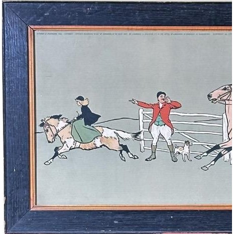 Illustration Antique Panoramic English Fox Hunting Framed Traditional Sporting Art Print For Sale - Image 3 of 11