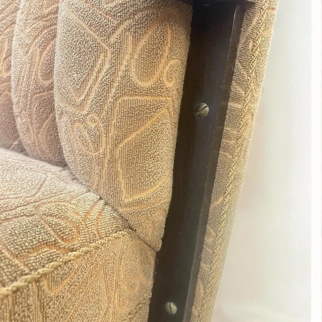 Art Deco German Armchair with Bentwood Armrests and Green Brocade Upholstery, 1940s For Sale - Image 11 of 12