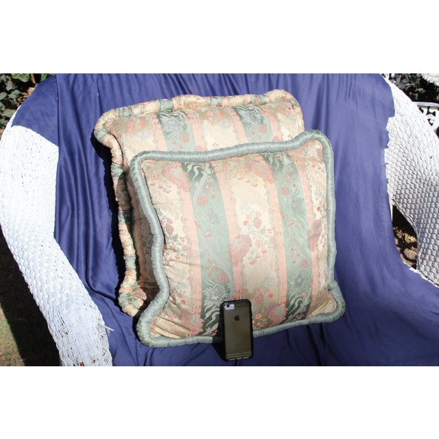 Traditional Vintage Mid-Century Italian Traditional Floral Print Pillows - a Pair For Sale - Image 3 of 4