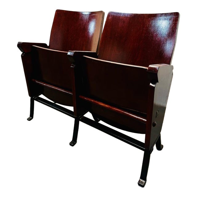 Vintage Cinema Chair Bench For Sale